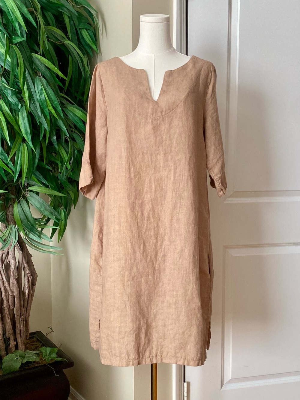 Violette for Mimosa french linen Dress in Taupe
